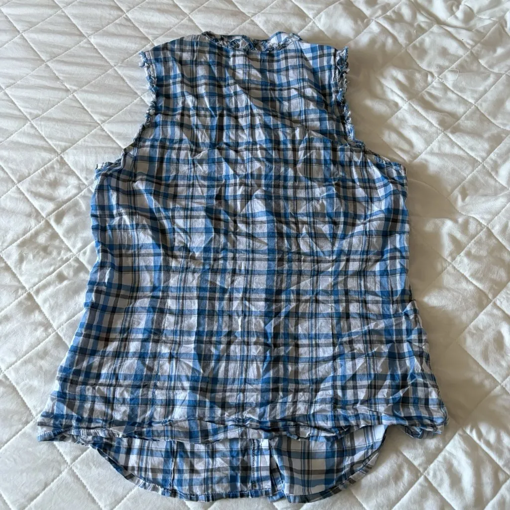 Vintage 90s Y2K Button Up Plaid Tank Top Womens Size Medium Cowboy Western City - Image 8