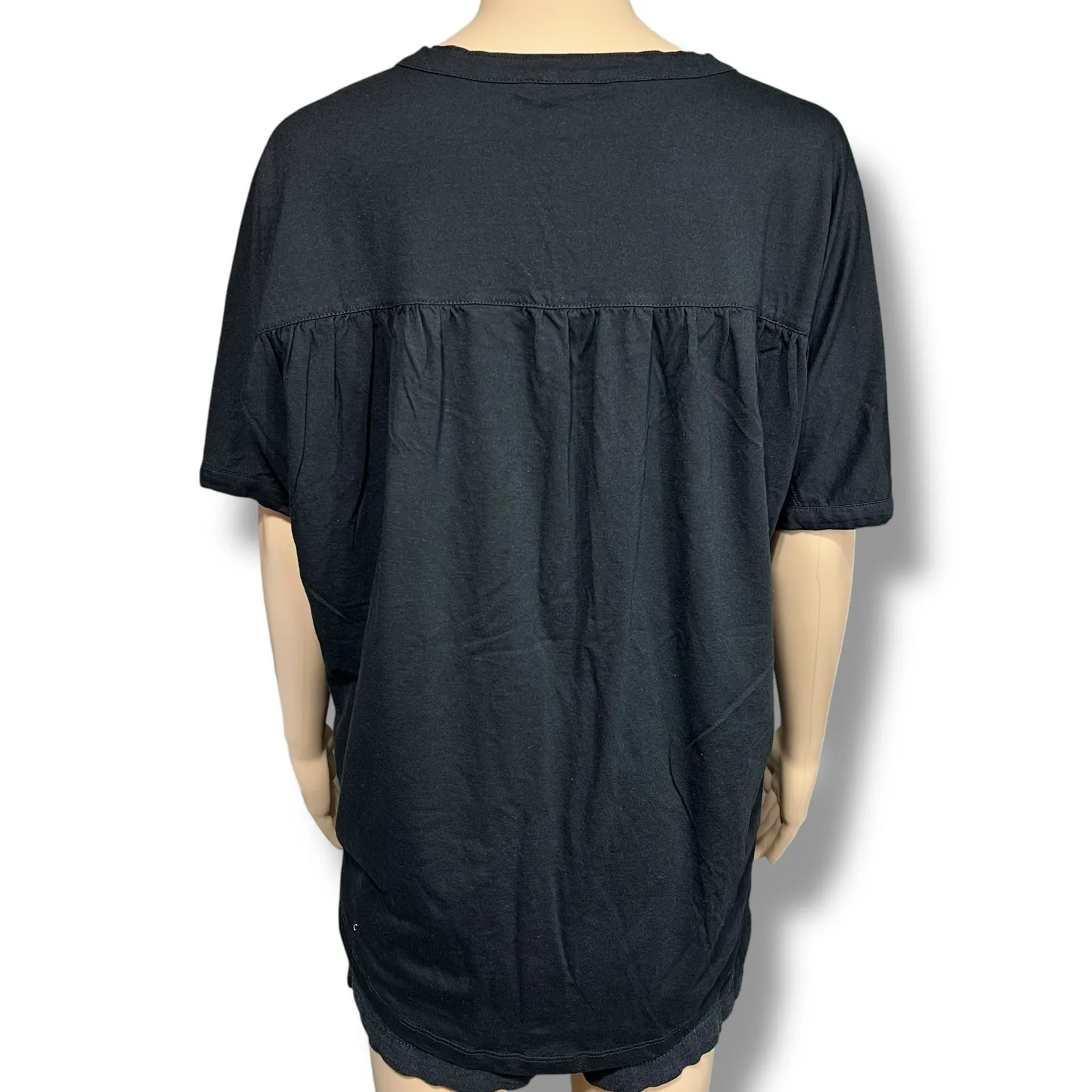 Banana Republic Womens Henley T Shirt Top Oversized Short Sleeve Black Small - Image 3