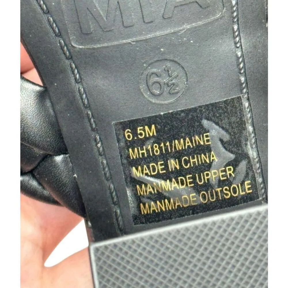 MIA Sandals Size 6.5 Double Strap Braided Black Slip On Open Toe Heels - Image 7