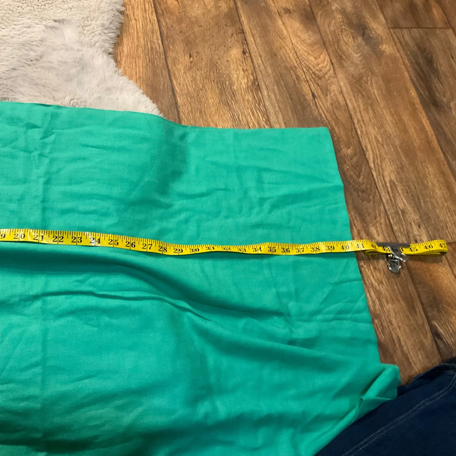 Nordstrom‎ Scarf Cashmere Wool Lightweight Kelly Green Fringe Wrap 27"x81" - Image 5