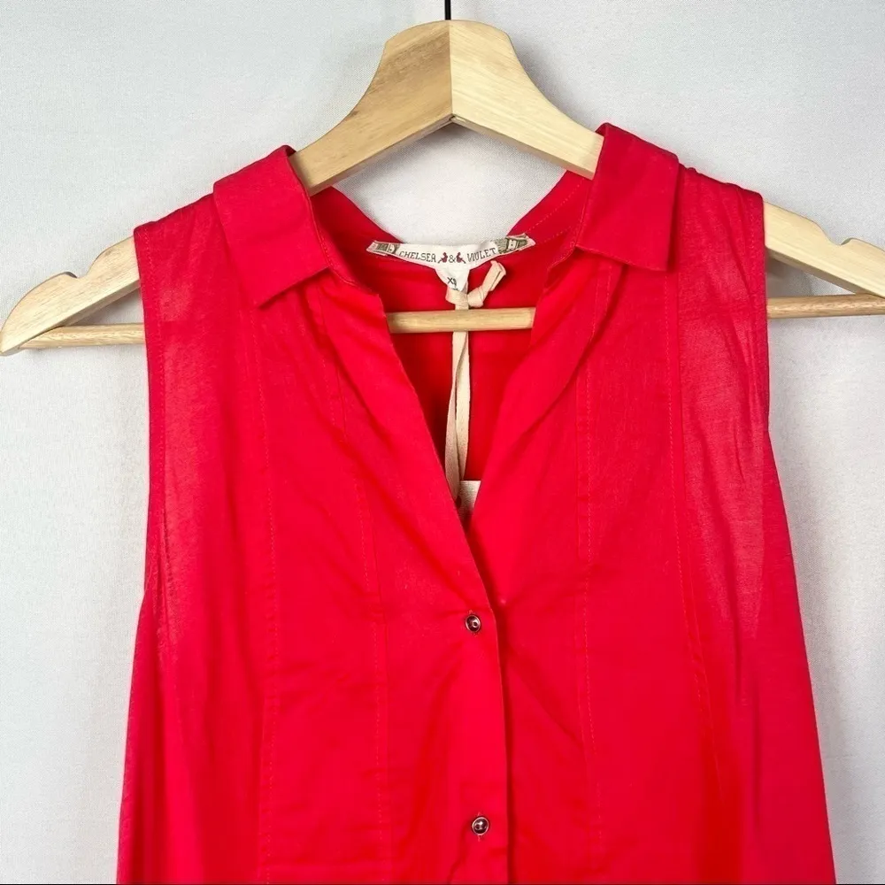 Chelsea & Violet Lollipop Red Button Down Tank Top XS - Image 3