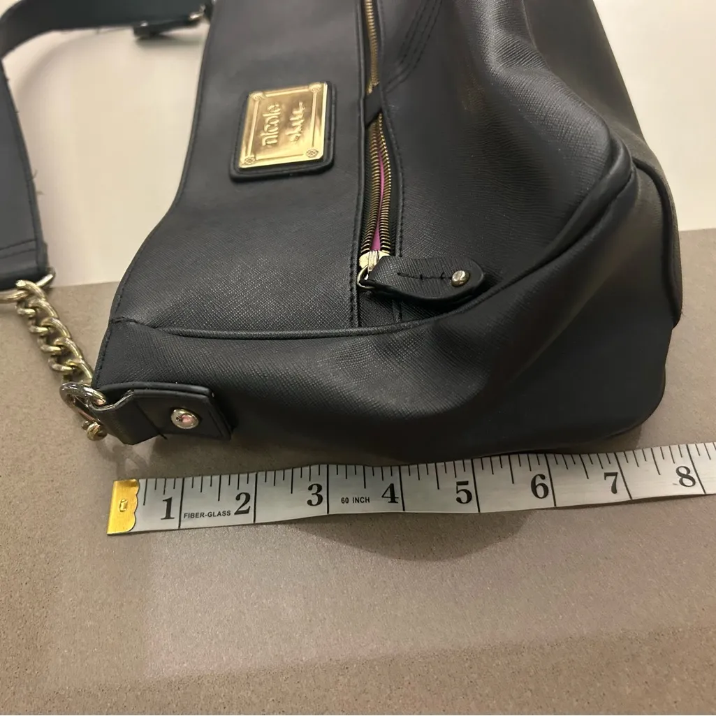 Nicole by Nicole Miller black and Gold Chain Shoulder Bag—Nice Clean Purse - Image 8