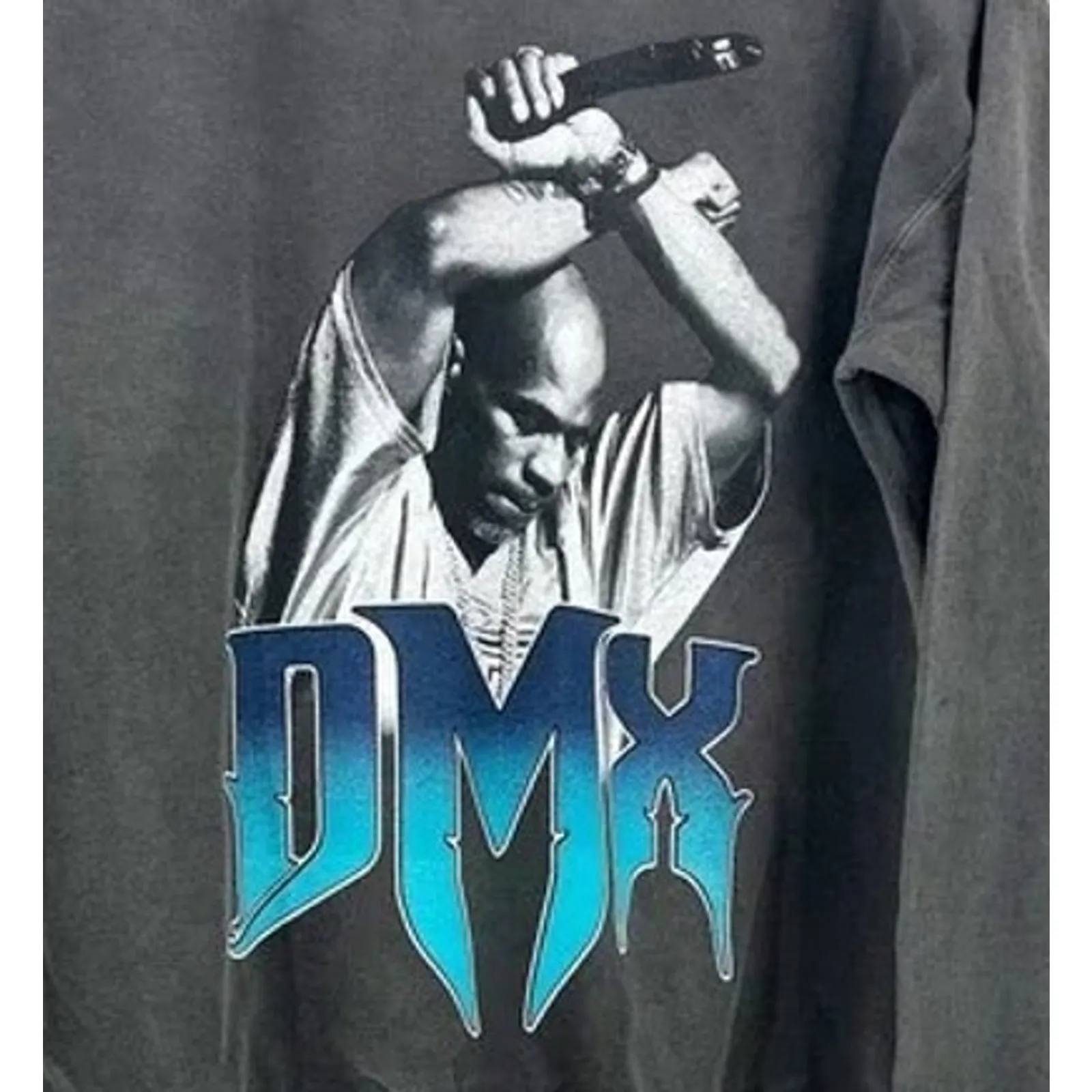 DMX Vintage Style Arms Crossed Graphic Print Sweatshirt Unisex XL Grey Blue Gray - Image 2