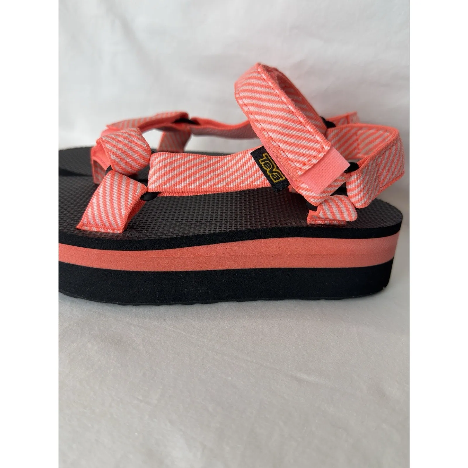 Teva Flatform Universal Women's Orange Black Hook & Loop Strappy Sandals Size 7 - Image 6