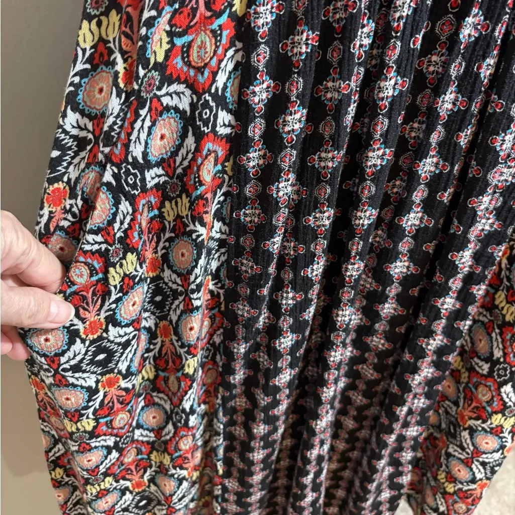 Uncle Frank Festival Boho Dress XL – Lace-Up Babydoll Crinkle w/ Pockets🧡 - Image 3