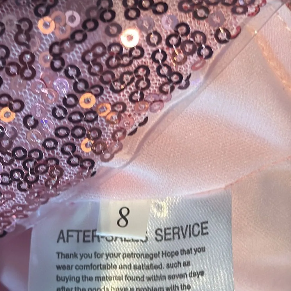 Women’s Pink Sequined Short Homecoming Party Dress Ruffle Hem CorsetBack Size 8 - Image 12