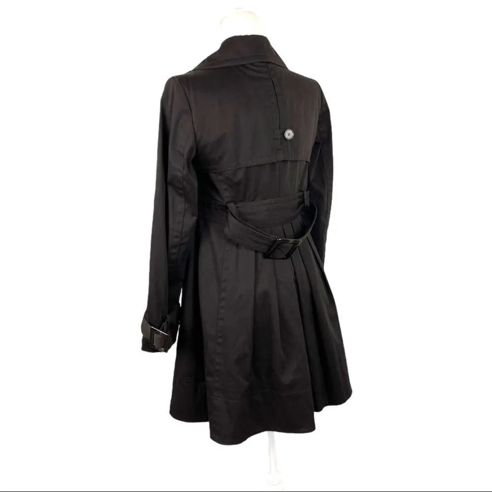 Zara Double Breasted Pleated Trench Coat Jacket Dark Brown Size Small Office Job - Image 12