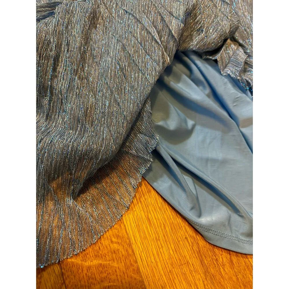 Ever New Melbourne Women’s 4 Madison Pleated Plisse Blue Sparkle Mini Dress - Image 9