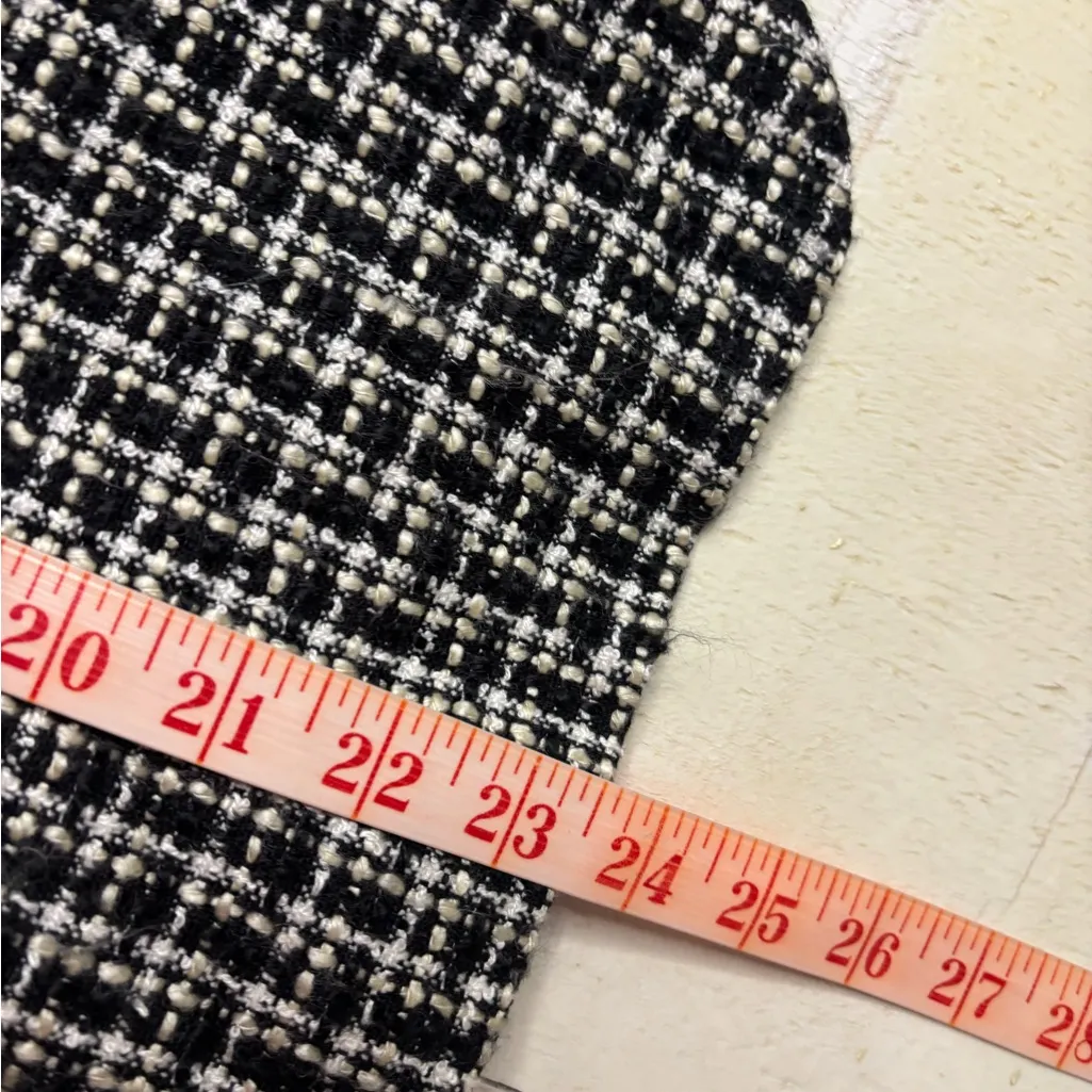 Sandro Tweed Jacket Blazer Size Large 10-12 Black White Ribbon Detail Buttons - Image 4