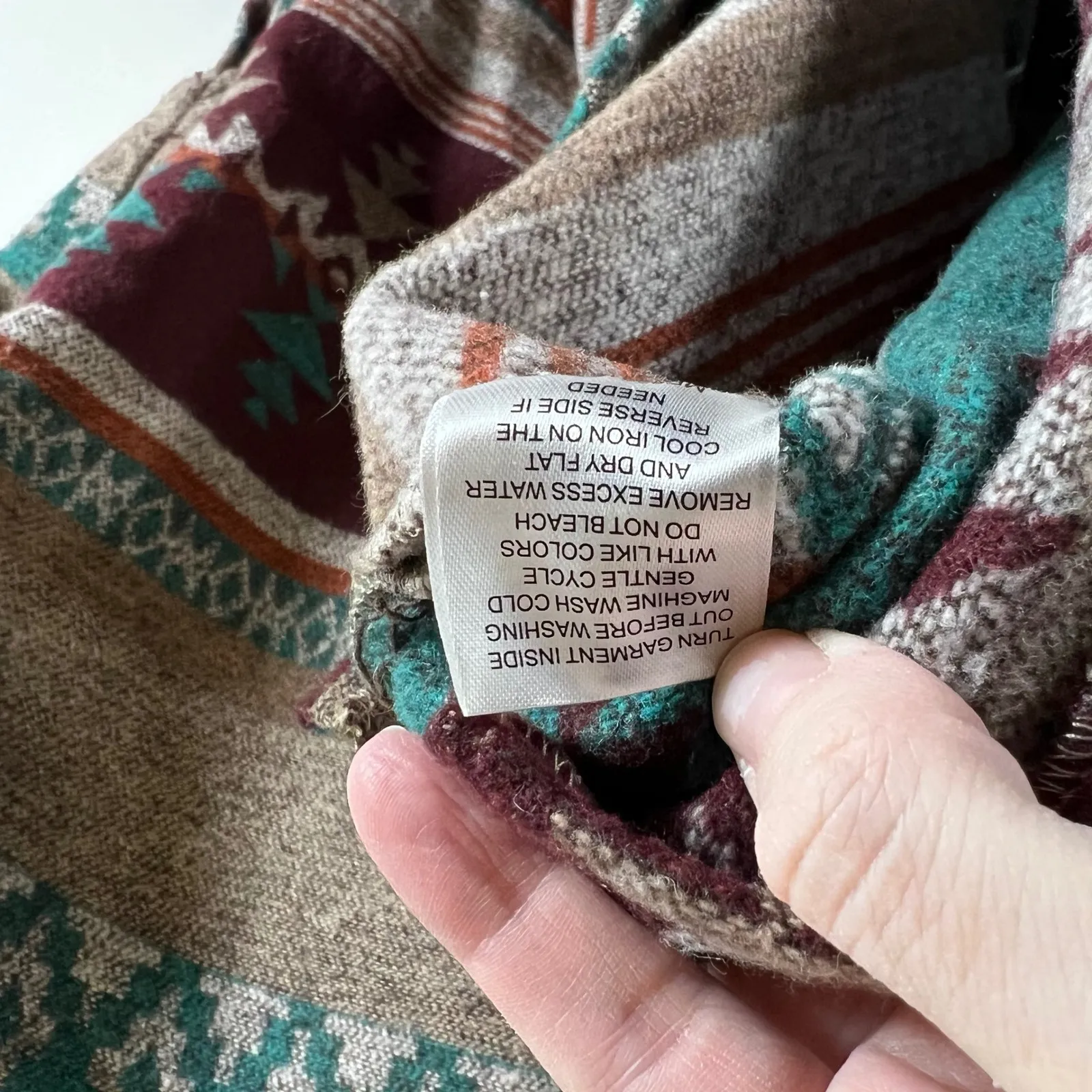 GRACE KARMA Women's 3X Southwestern Patterned Shacket Jacket Burgundy Teal boho Brown - Image 9