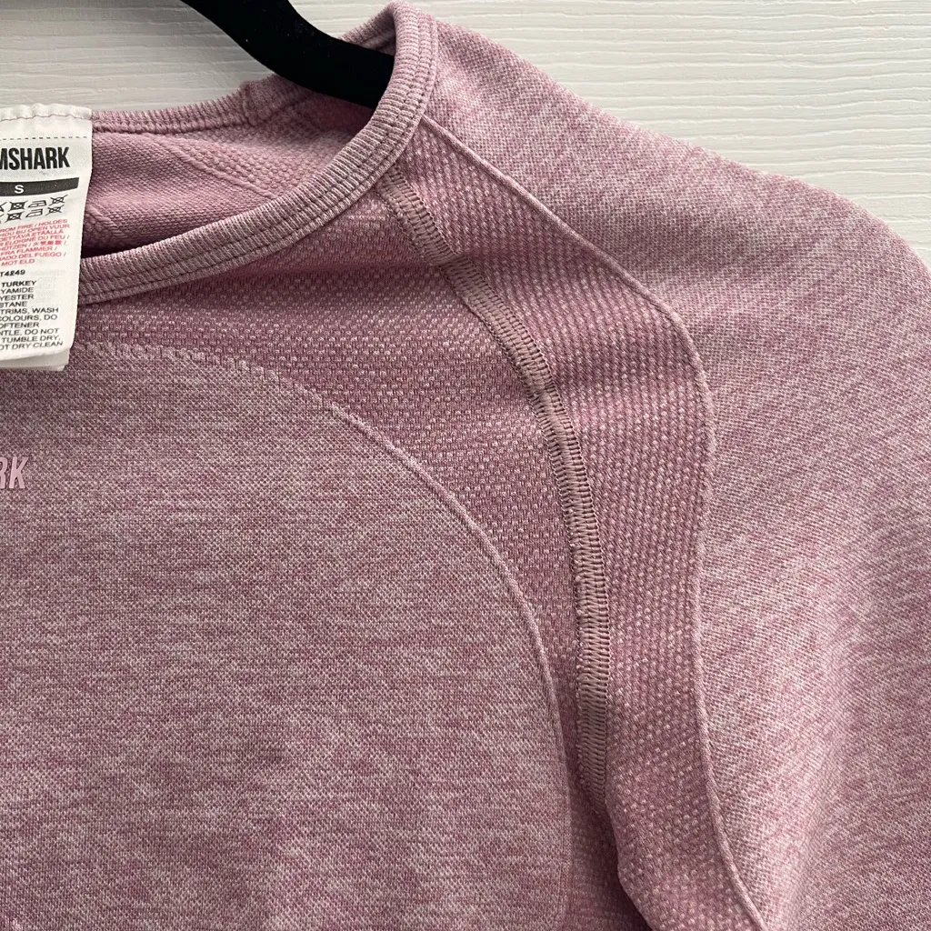Gymshark Flex Crop Top Long Sleeve Active Deep Blush/White Size Small - Image 9