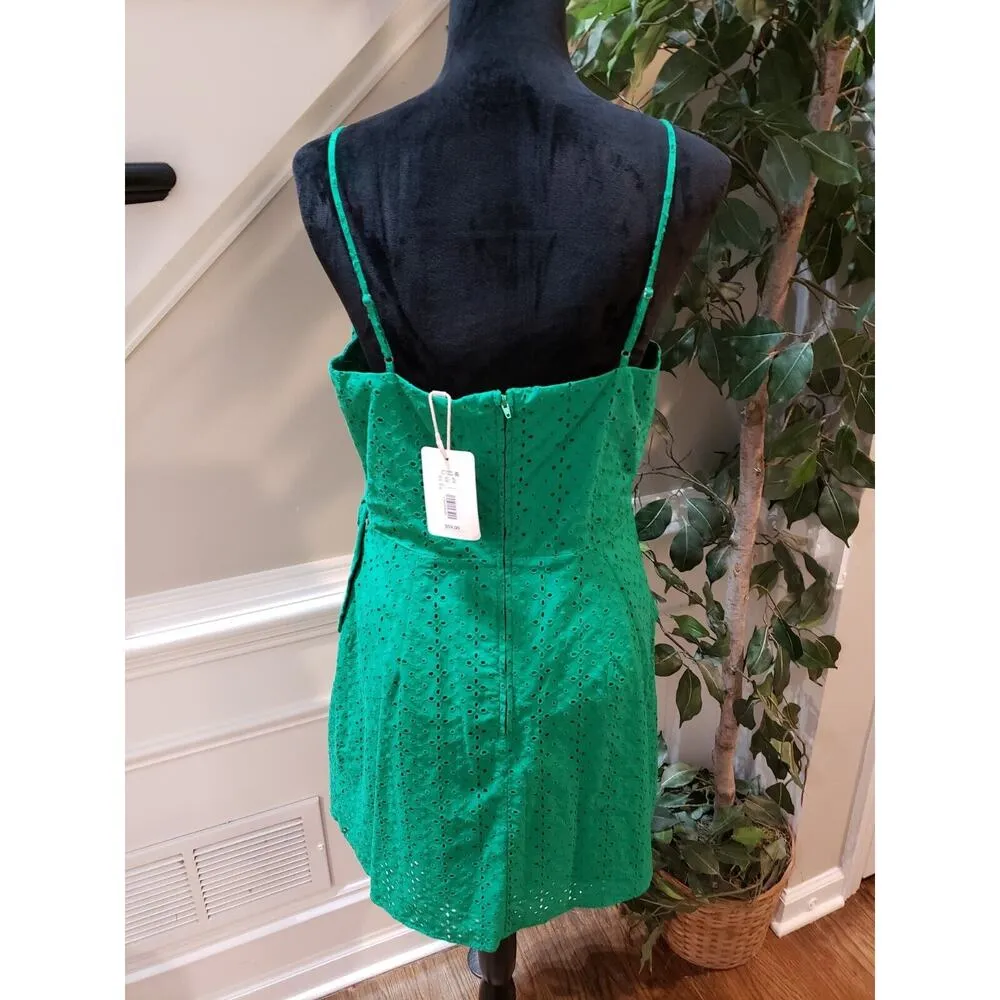 GB Womens Green Eyelet Spaghetti Strap Wrap V Neck Back Zip Knee Length Dress XL - Image 7