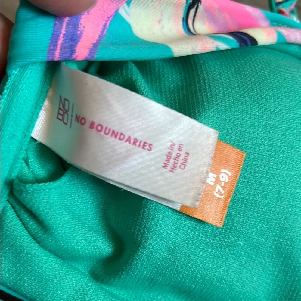 No Boundaries Teal and Pink Bikini Top - Image 2