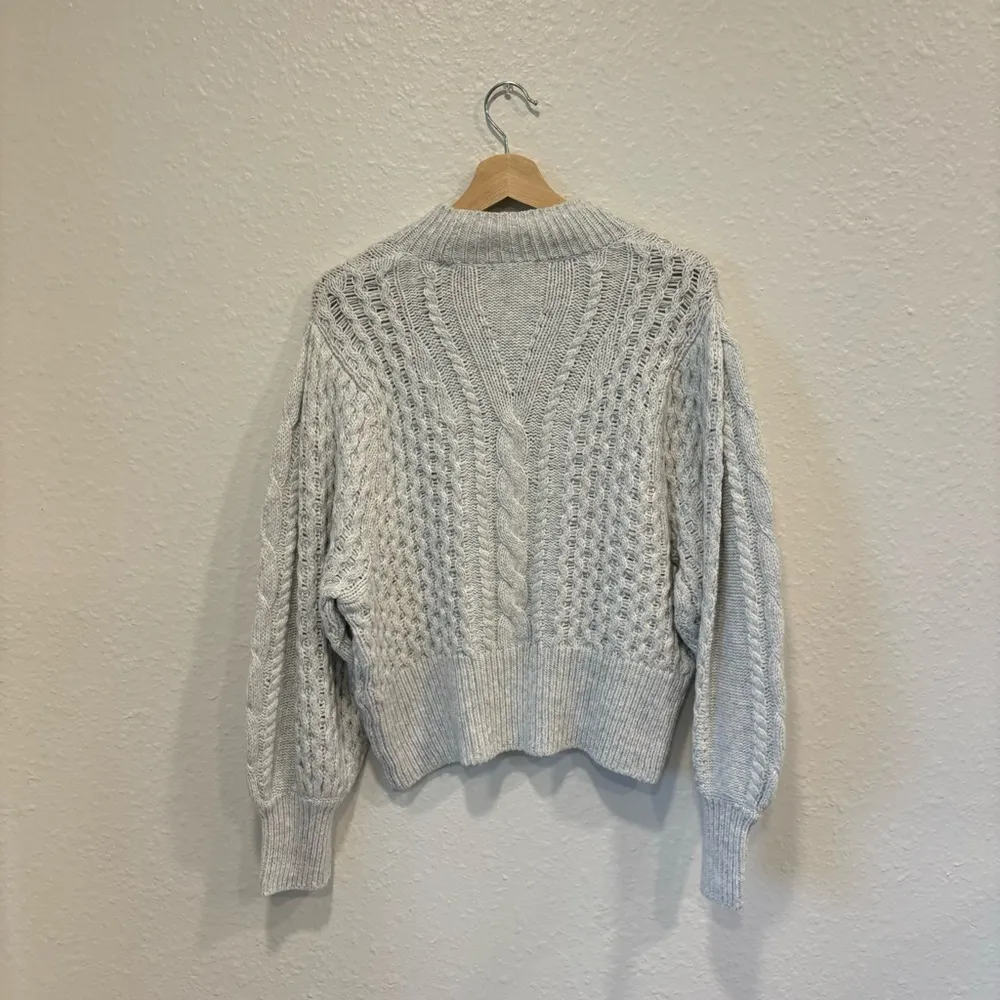 NWT JOES jeans merino wool cotton blend grey cable knit sweater - Image 2