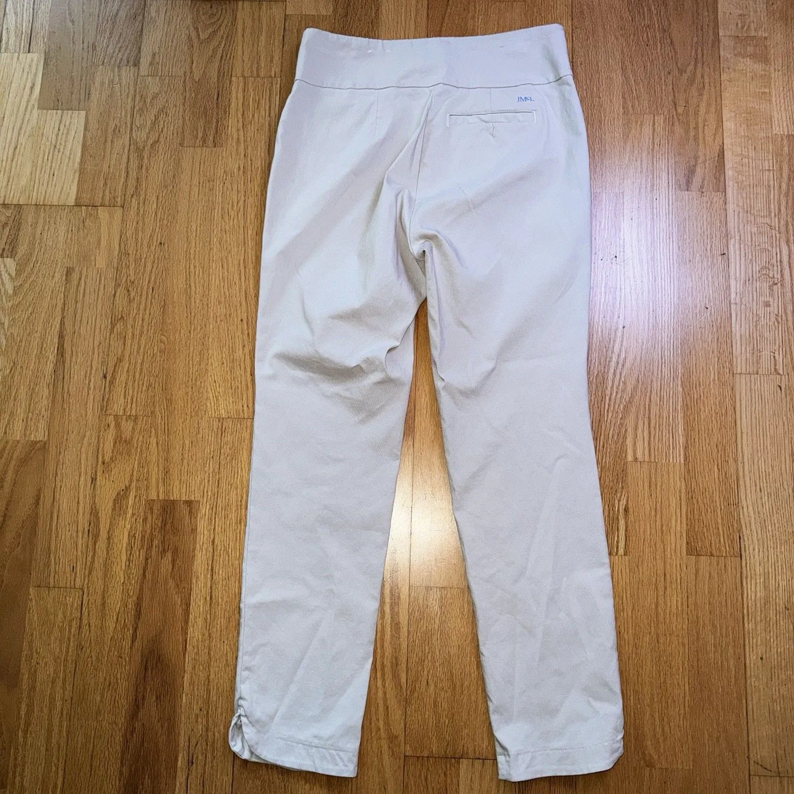 J. McLaughlin Women's Pull On Ankle Pants Split Sides Beige Sz 4 Preppy Classic - Image 2