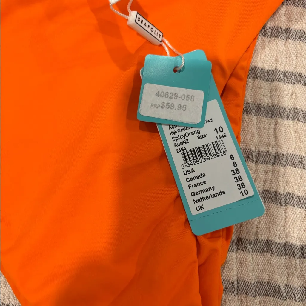 Seafolly high waisted‎ Bikini Bottoms in Spicy Orange size 6 NWT - Image 5