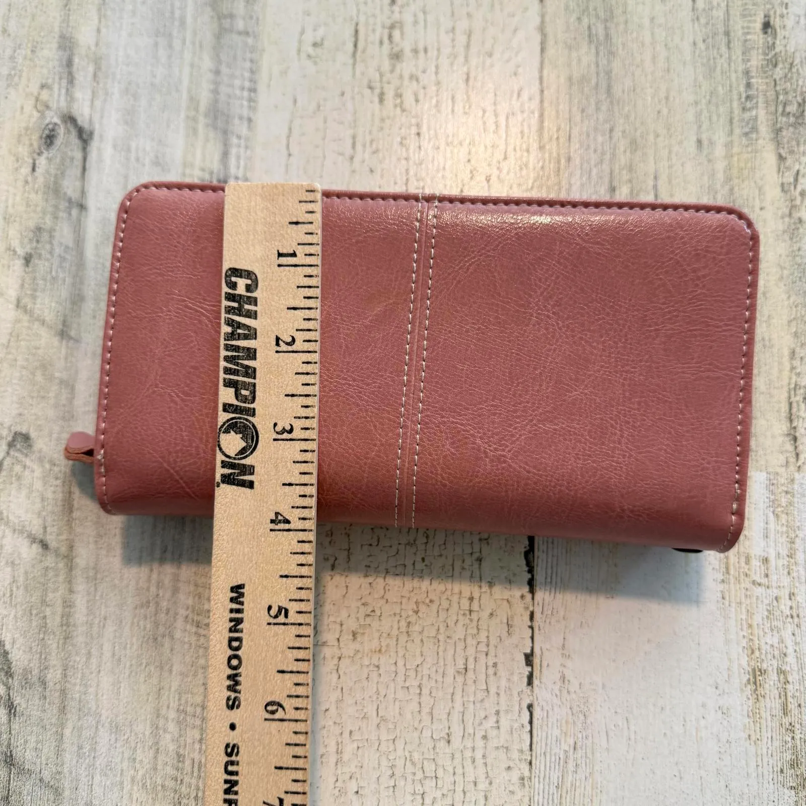 Travelambo Dusty Pink Leather Wallet with Snap Closure RFID Blocking Trifold - Image 4