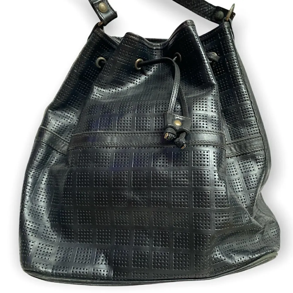 Genuine leather made in Italy black bucket bag - Image 3