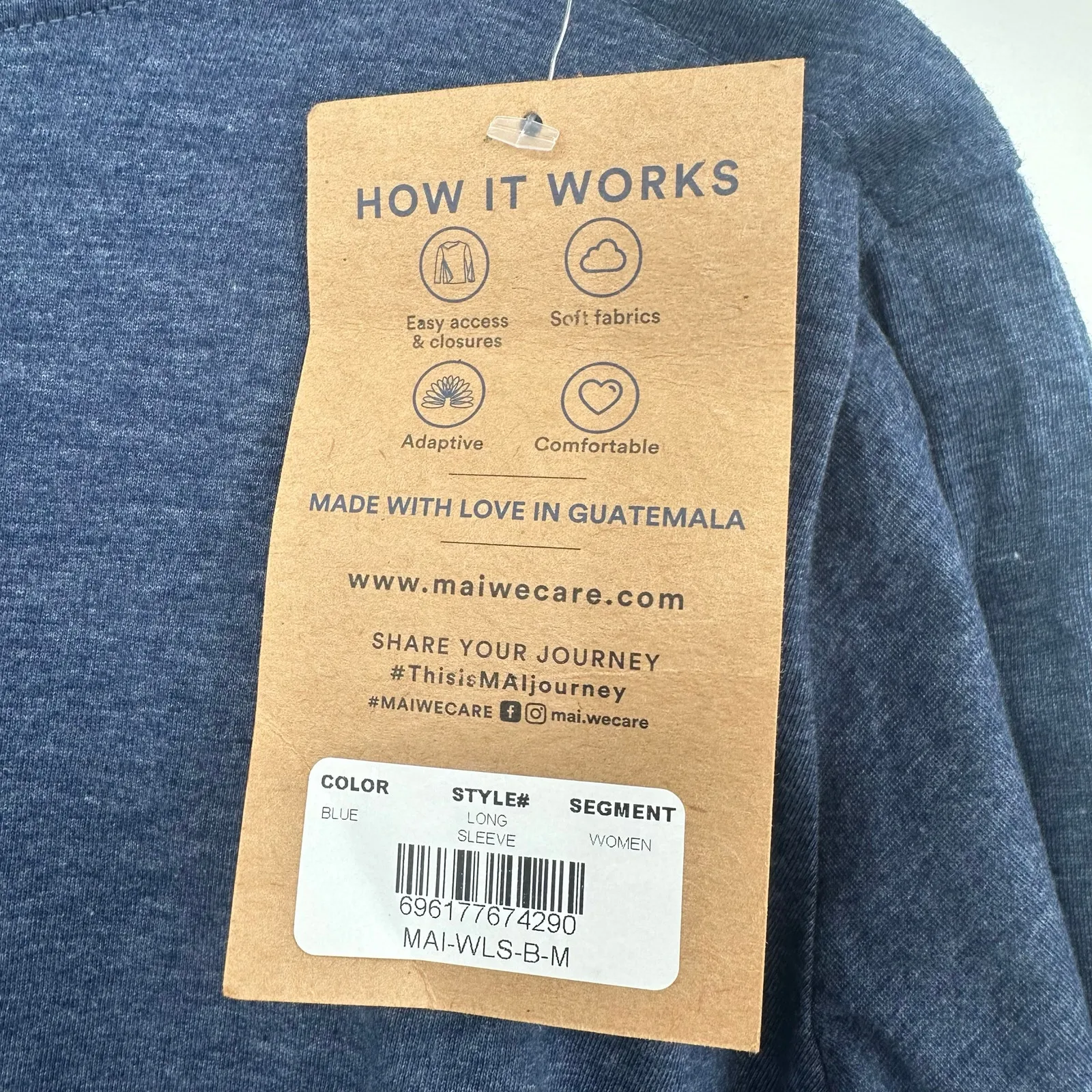 Mai Size Medium Adaptive Long Sleeve Shirt Blue NWT‎ Button Access Handicap Top - Image 5
