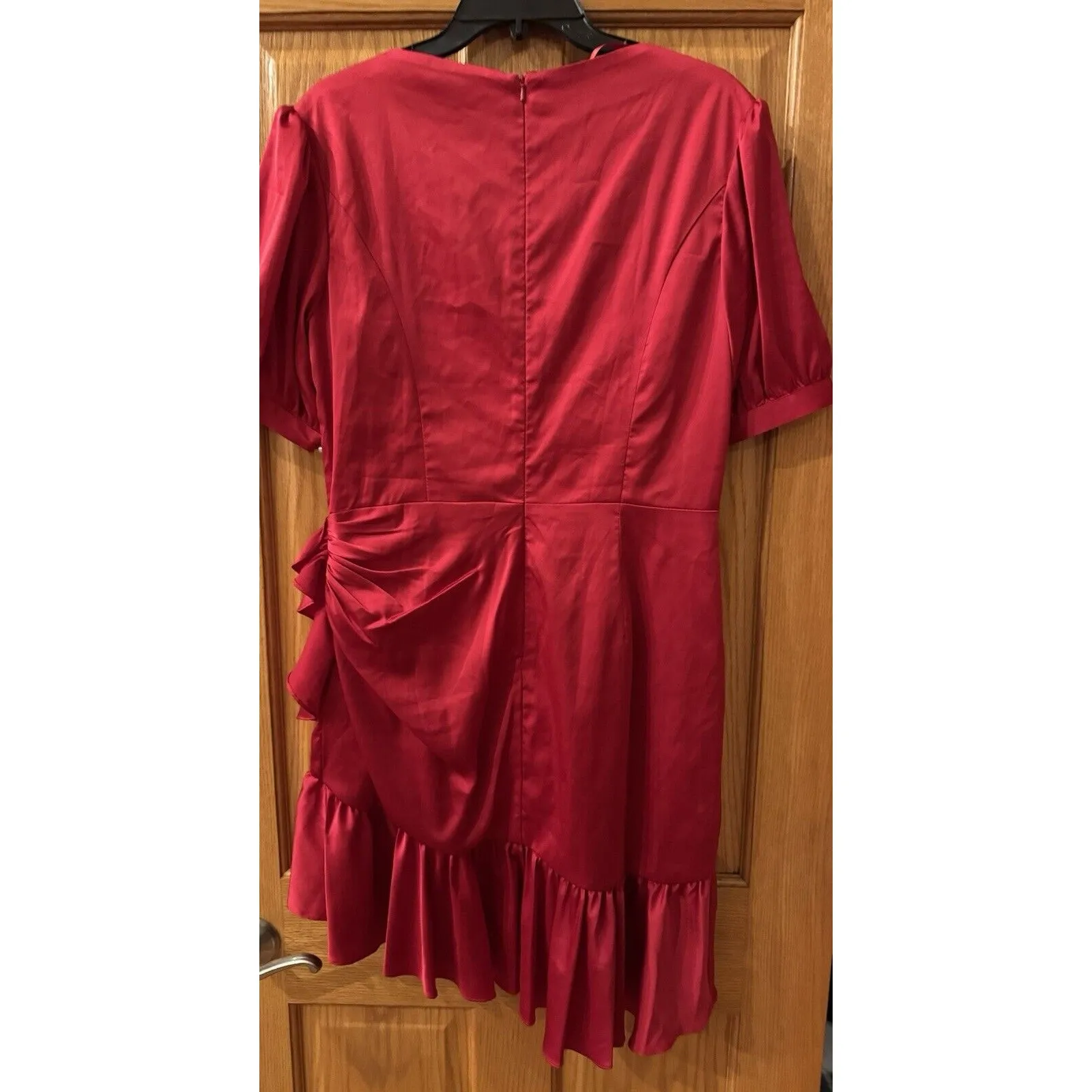 Ieena for Mac Duggal Wrap Front Satin Cocktail Dress in Rusty Red SZ 12 ( C PiC) - Image 7