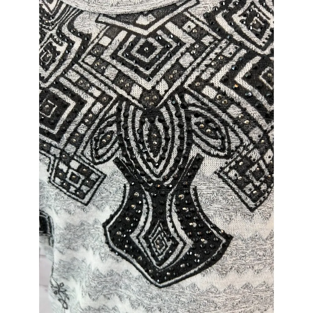 NWT Vocal USA Shirt Tunic Top size Small‎ Black Tribal Long Sleeve Bling Western - Image 8