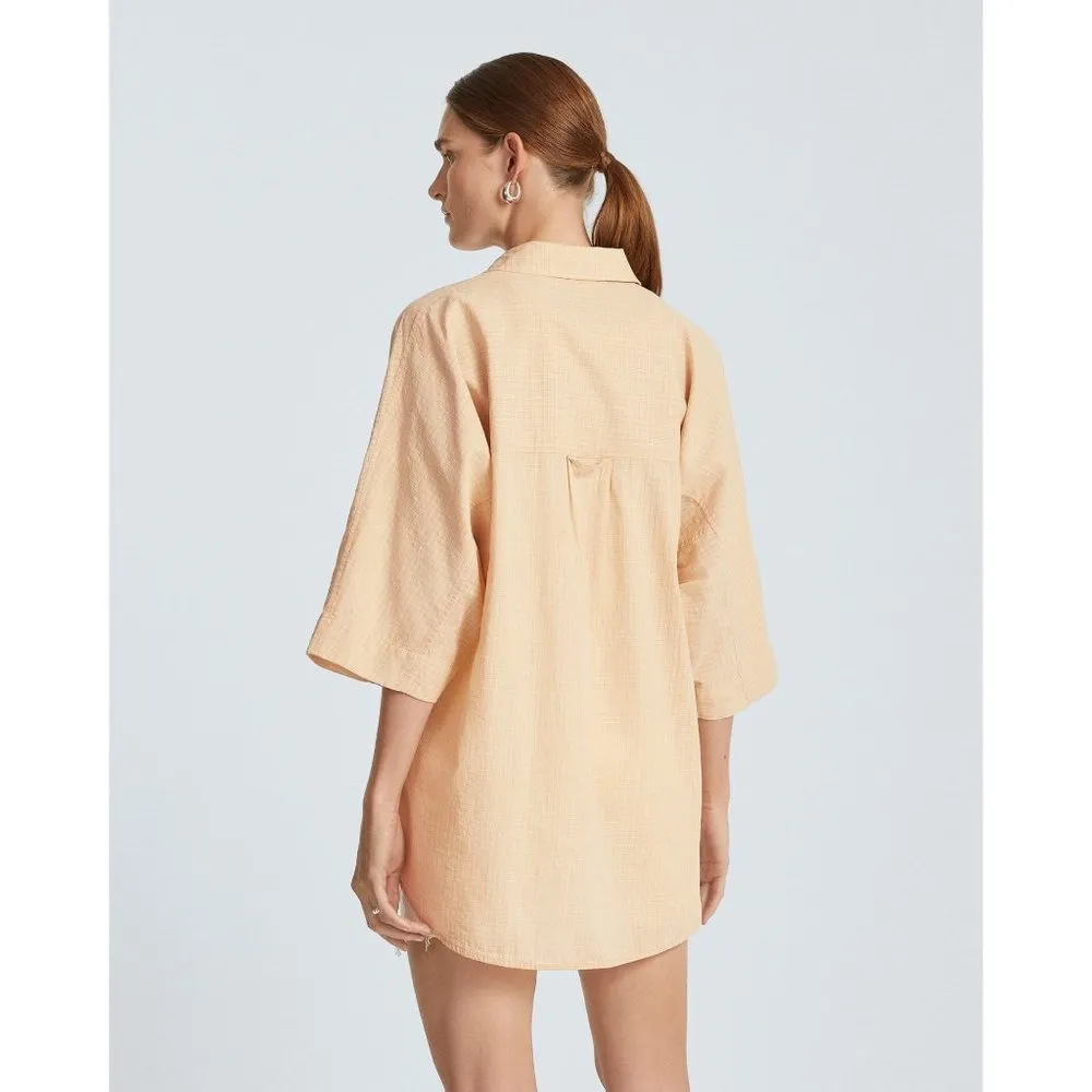 Everlane Womens The Cotton Tourist Shirt Oversized Orange Seafoam Plaid S - Image 2