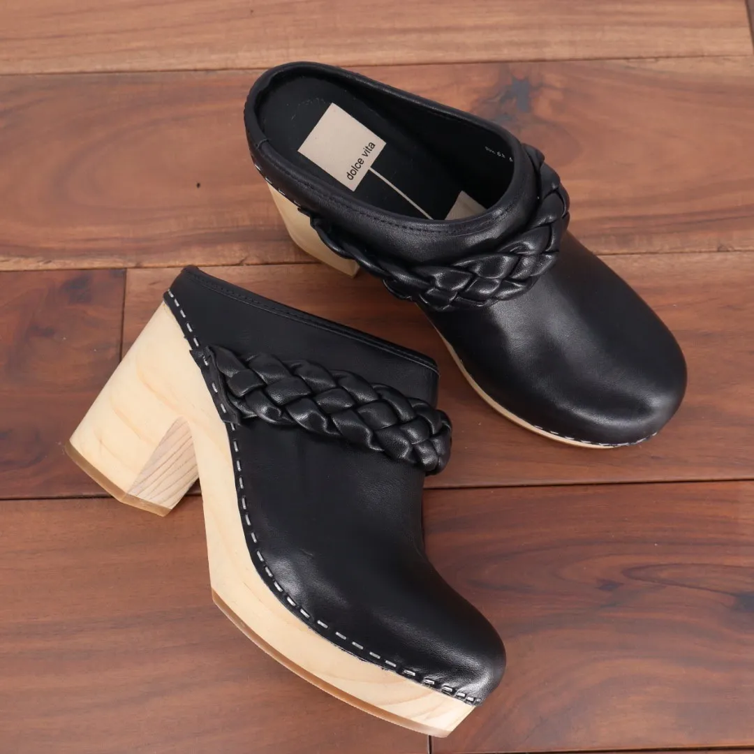 Dolce Vita Hila Leather Clog Mules Black Braided Chunky Heel Size 6.5 - Image 5