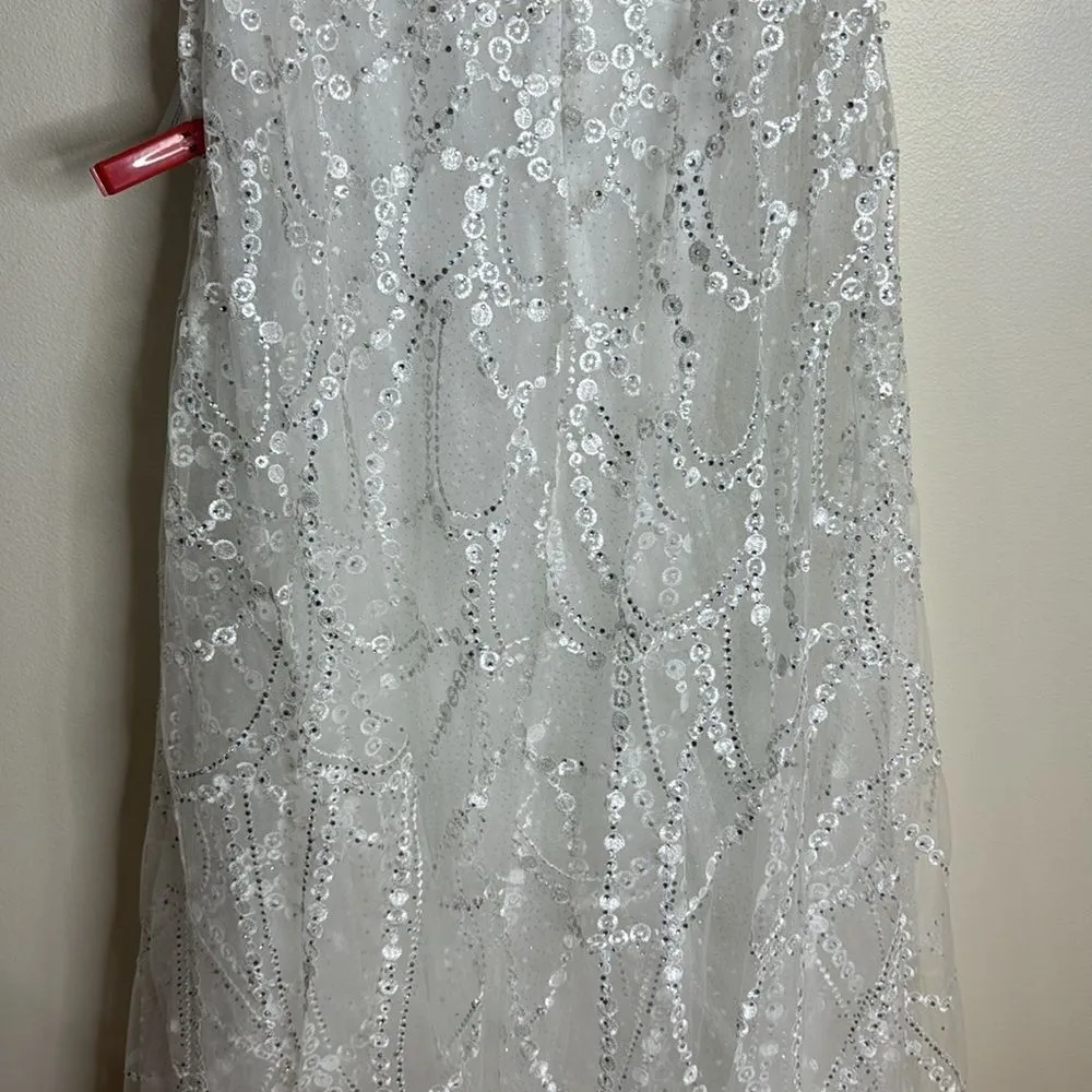 Mac Duggal EMBELLISHED ONE SHOULDER A LINE GOWN wedding pageant white dress 12 - Image 11