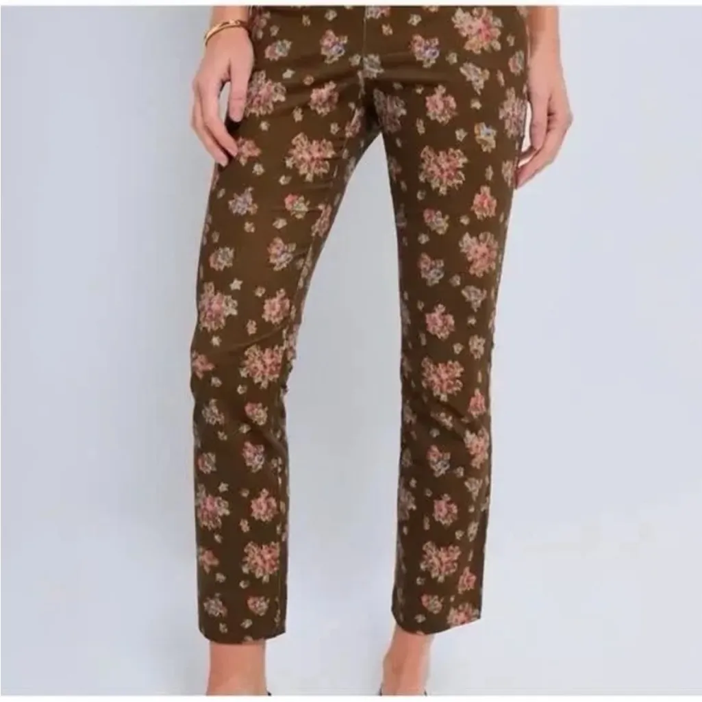 NWT Tuckernuck ashford brown corduroy Floral Brown Women's Pants size xl - Image 2