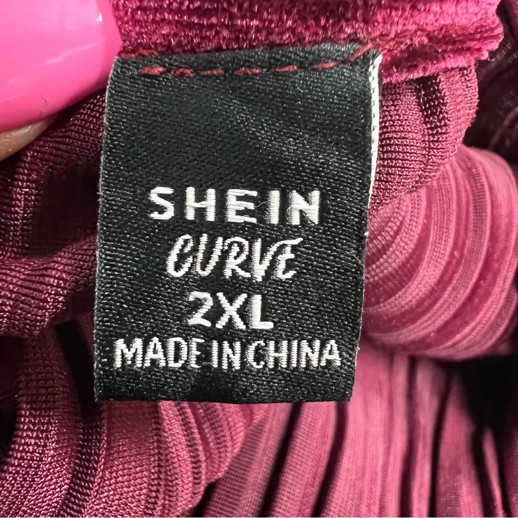 Velour one piece maroon burgundy Jumpsuit SHEIN curve 2xl - Image 2