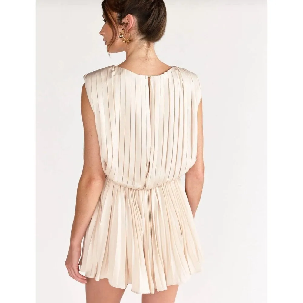 DO+BE Women's Champagne Sleeveless Pleated Elasticated Waist Romper‎ Size S NEW - Image 3