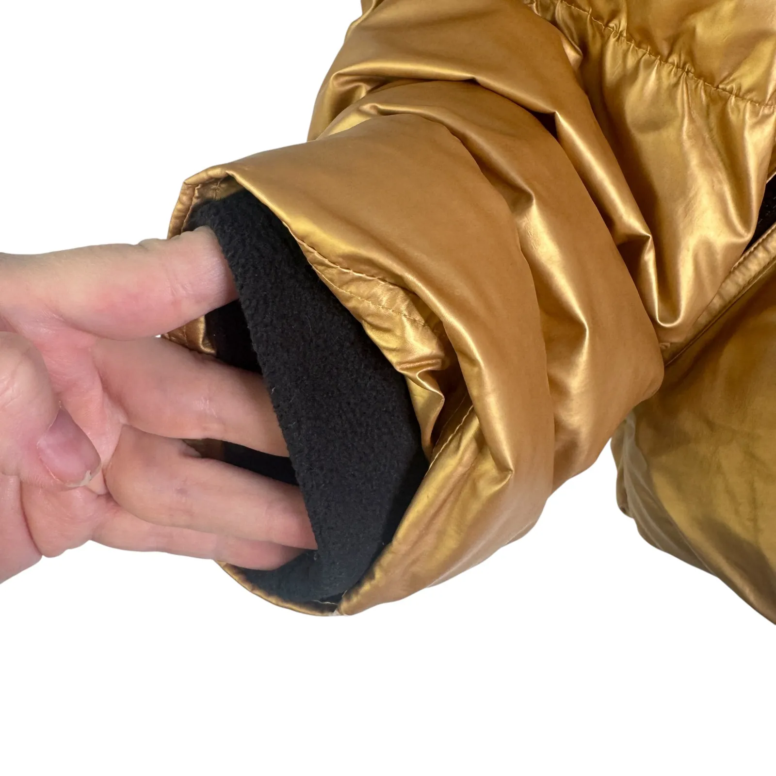 Nike Sportswear Womens Synthetic Fill Shine Jacket Gold Metallic Small S Puffer - Image 5