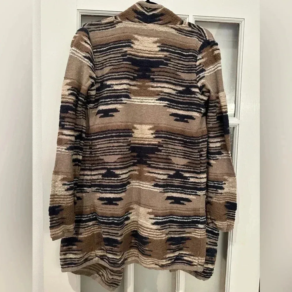 Lucky Brand Aztec Western Bohemian Tribal Open Front Brown Blue Cardigan Size S - Image 3