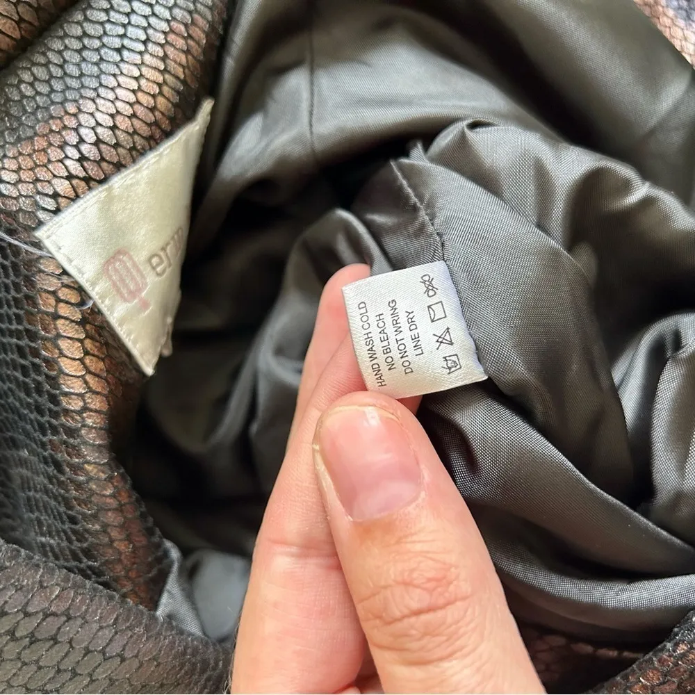 🦋 Erin London Brown Shimmery Metallic Faux Snakeskin Wide Sleeve Jacket 1X - Image 5