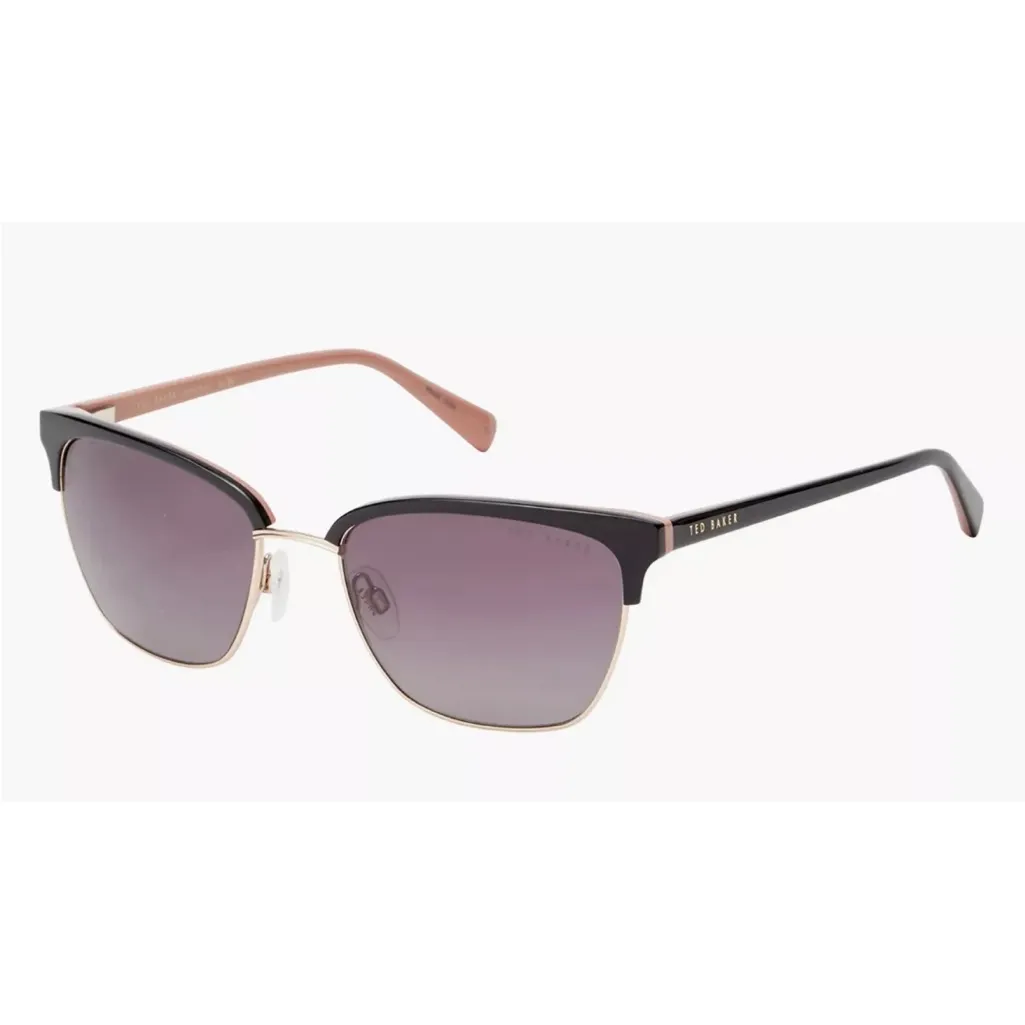 Ted Baker Full Rim Clubmaster Sunglasses w/ Leather Case - Black & Pink $189 NWT - Image 2
