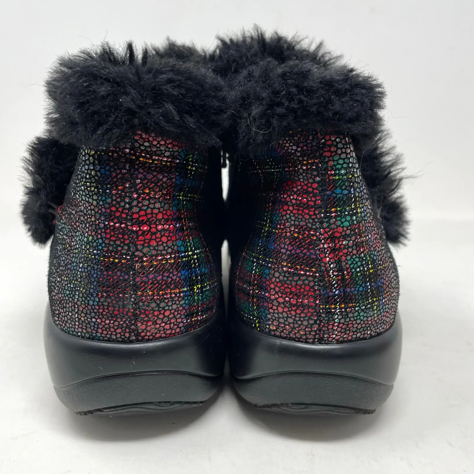 Alegria Meri Tartan Plaid Faux Fur Water Resistant Leather Booties 38 W 8 8.5 W - Image 9