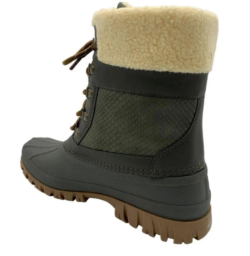 NWT Cougar Waterproof Lace Up Winter Boots Carlisle Olive Quilt Green Size 8 - Image 3