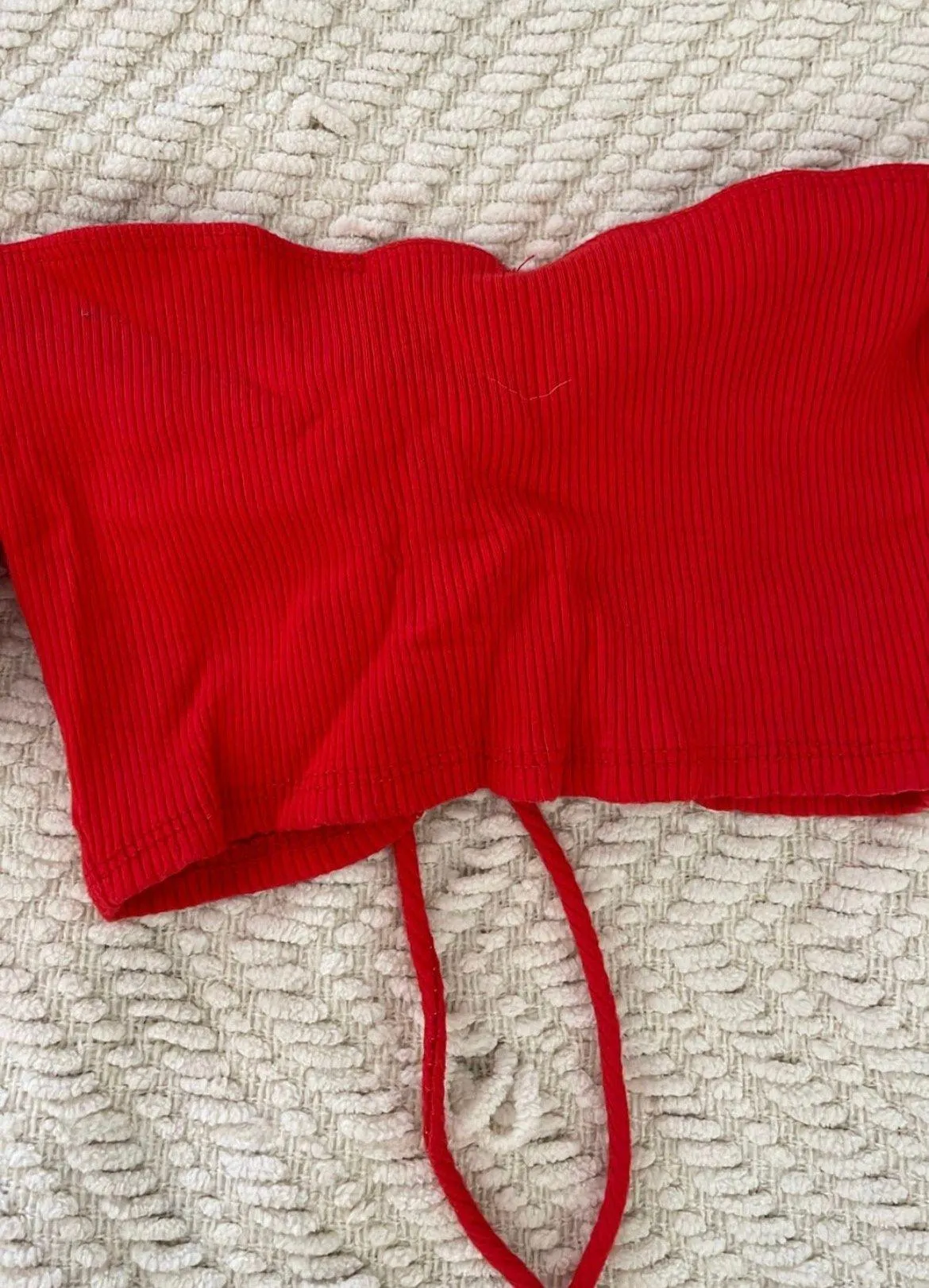 Red Lace Up Crop Top Size XS - Image 3