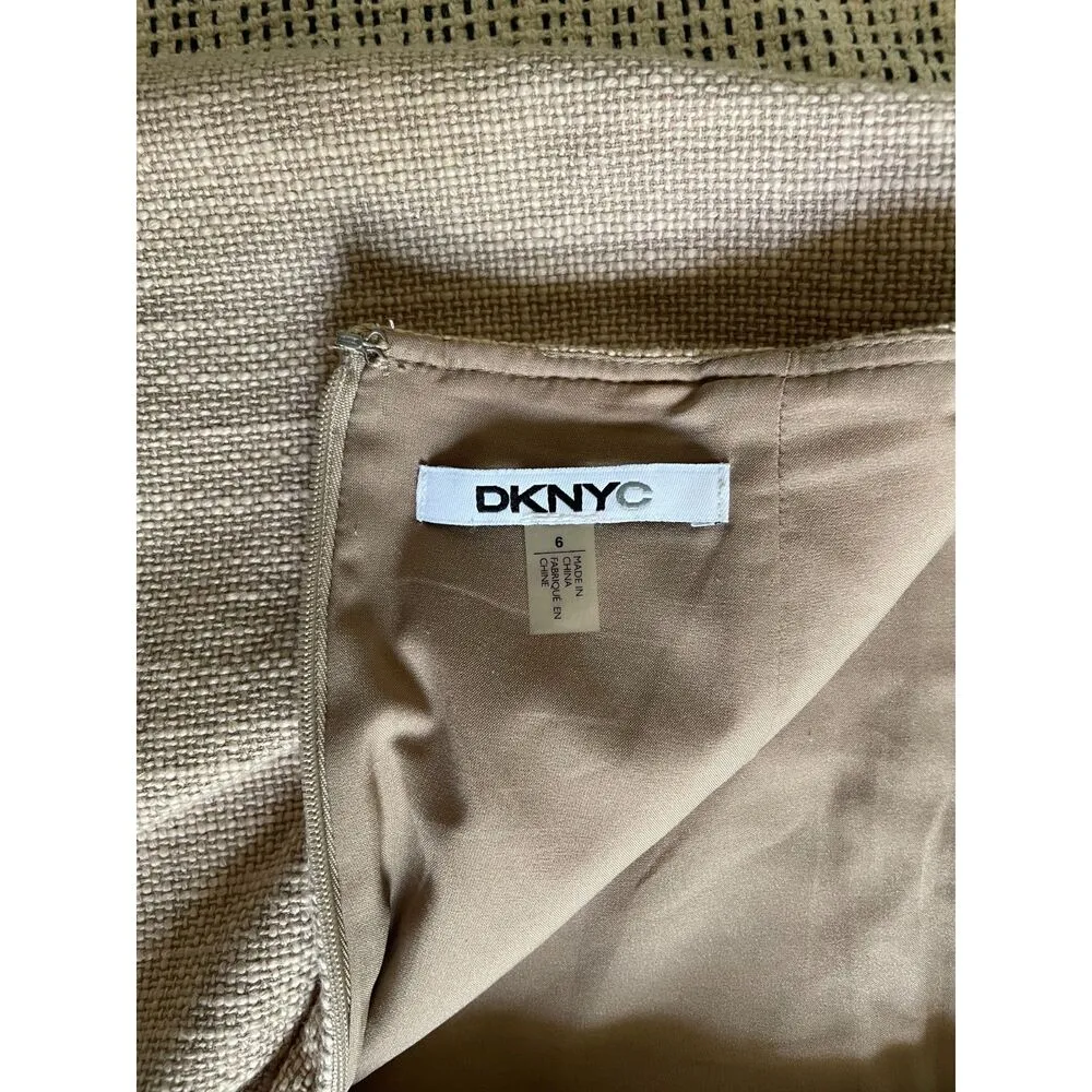 DKNYC Tan Textured Cotton Mini Skirt Office Chic Neutral Workwear Minimalist M Size M - Image 3