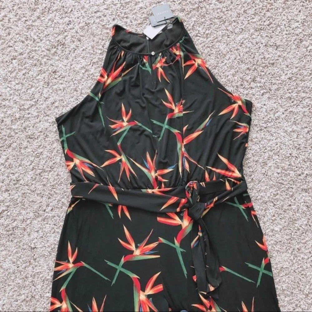 Tahari Wide Leg Jumpsuit Black Bird of Paradise Plus Size XXL New w/Tag - Image 3