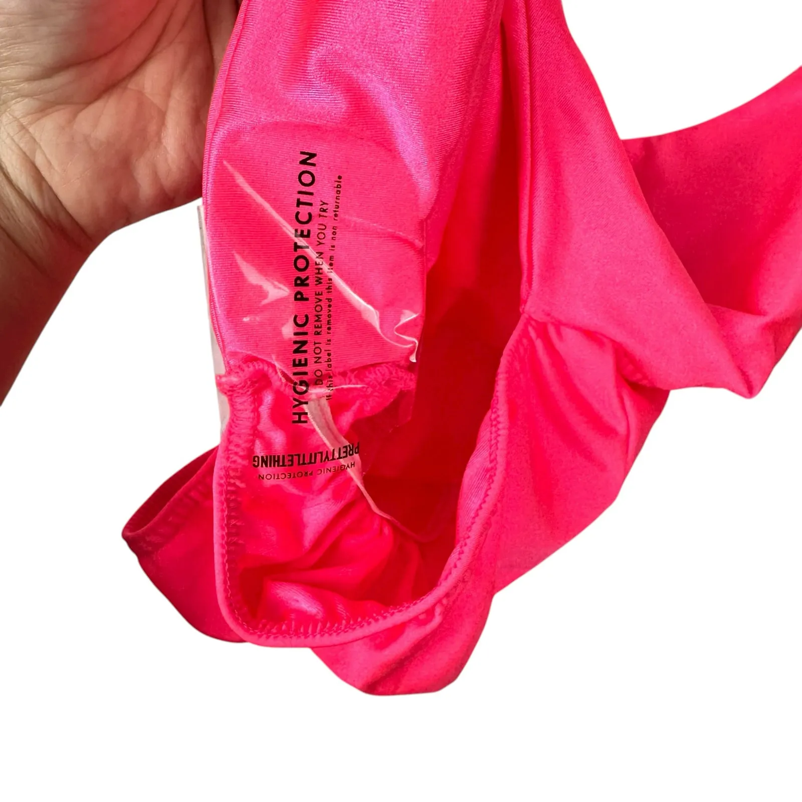 PrettyLittleThing Neon Pink Clear Strap Scoop neck Swimsuit Size 4 NWT Festival - Image 5