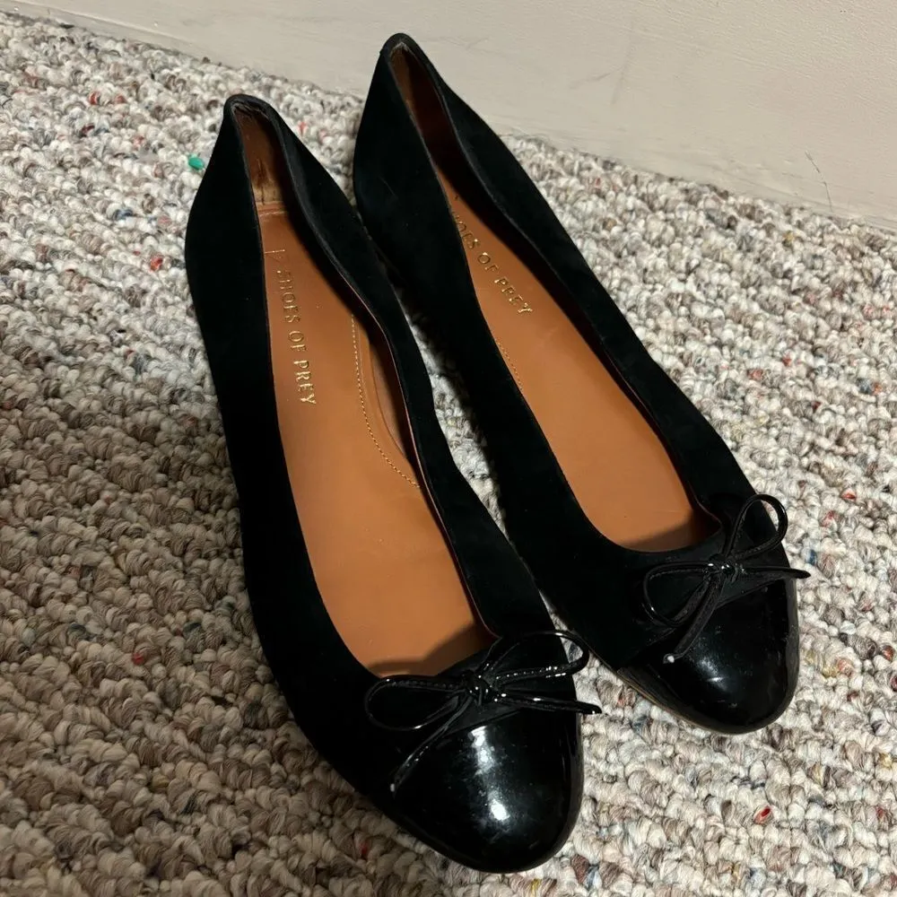 Shoes of Prey Black Suede Leather Bow Ballet Flat - Image 3