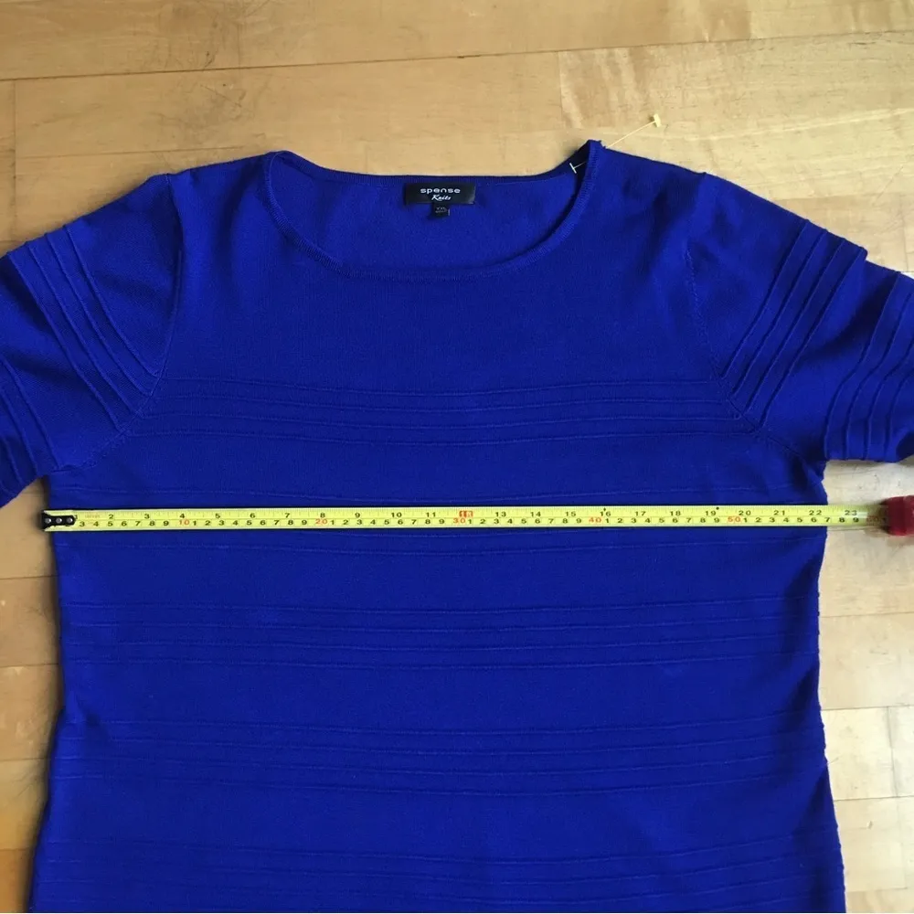 Spense Knits Scoop Neck Ribbed Stripe Sweater, Lightweight, Royal Blue, Size XXL - Image 8