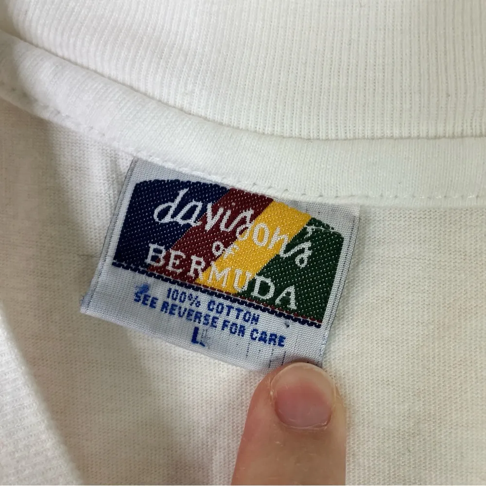 Davidson's of Bermuda | Vintage White Bermuda Tee Shirt 100% Cotton Short Sleeve Size L - Image 4