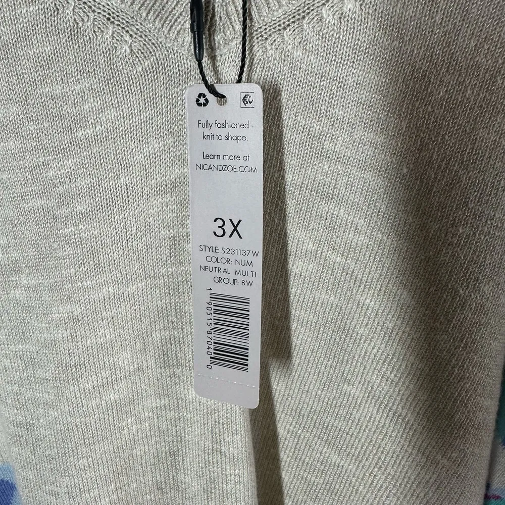 NIC+ZOE Blooming Short V Neck Sweater Size 3X Lightweight Floral - Image 4