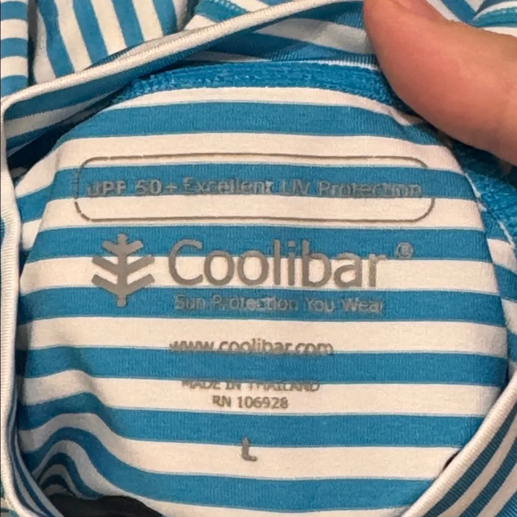 Coolibar Blue/White Striped UV Protection Top/Tee - Image 8