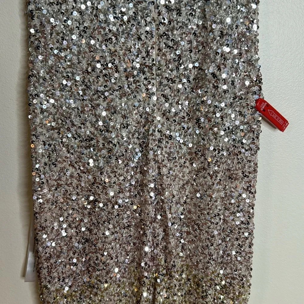 Mac Duggal embellished sequins ombré color long gown with slit style 5064 size 6 - Image 12