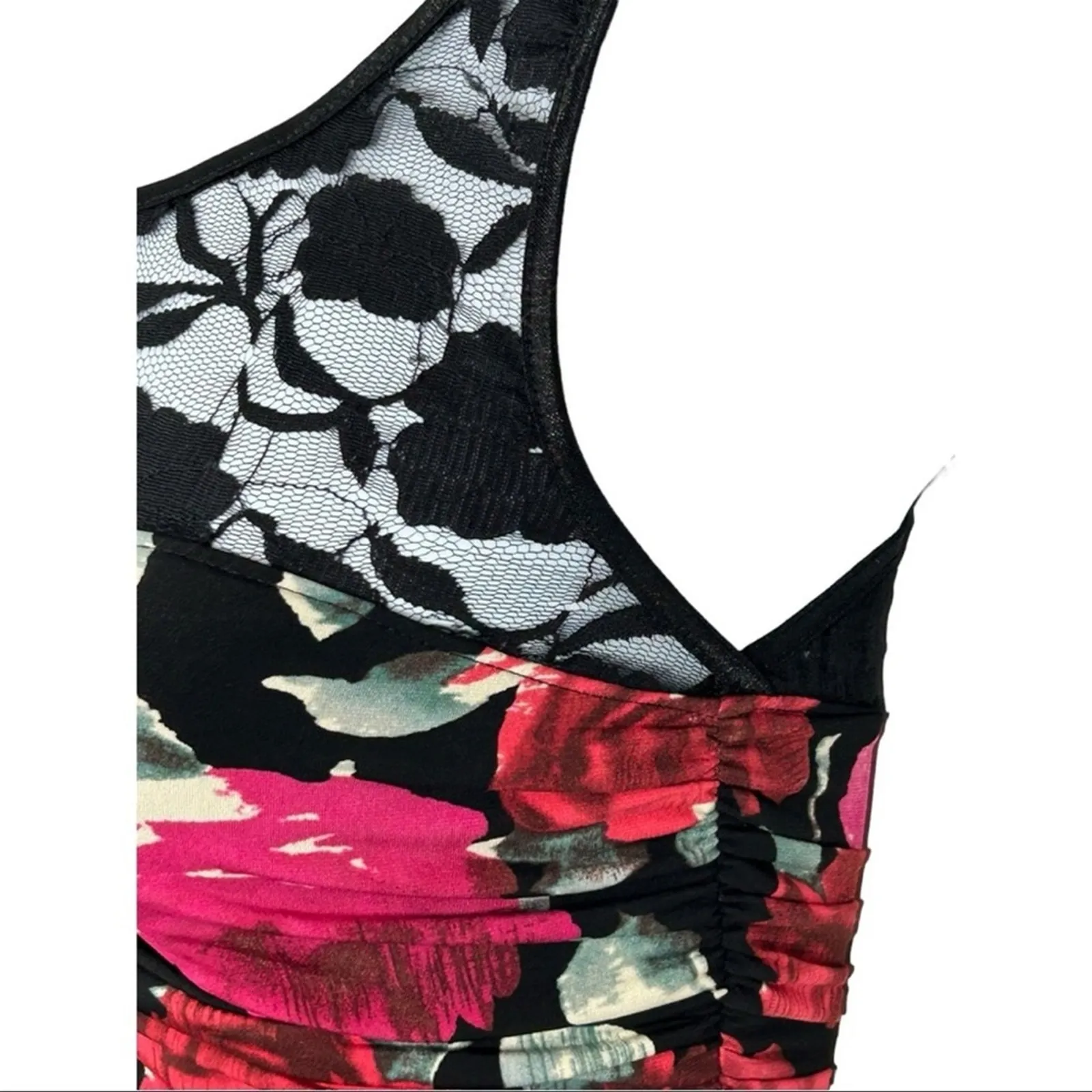 Frederick’s of Hollywood Vintage Floral Bodycon Bondage Mini Dress Size L - Image 8