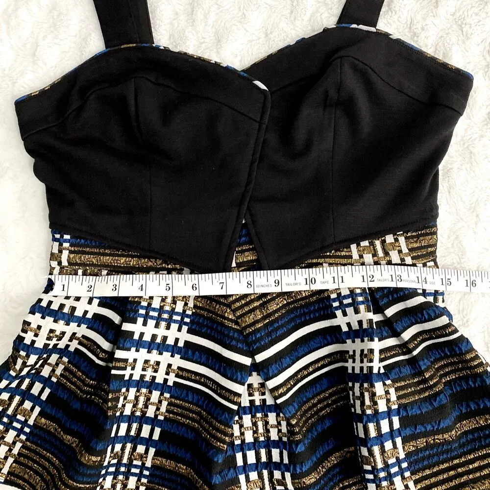 Anthropologie Deletta Nathalie Black Plaid Metallic Peplum Elegant Tank Top S - Image 8