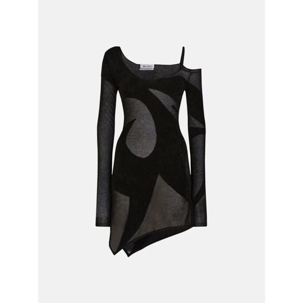 THE ATTICO Long Sleeve Mini Dress in Black 42 New Womens Knit Sheer sweater Size undefined - Image 10